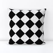 Wonderland Chessboard Check ~ Black and White Marbled with Silver Leaf