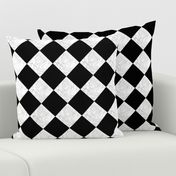 Wonderland Chessboard Check ~ Black and White Marbled with Silver Leaf