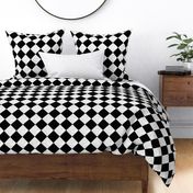 Wonderland Chessboard Check ~ Black and White Marbled with Silver Leaf