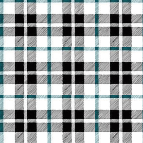 fall plaid teal/black/white