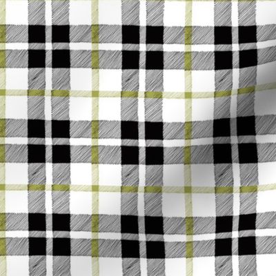 fall plaid olive/black/white