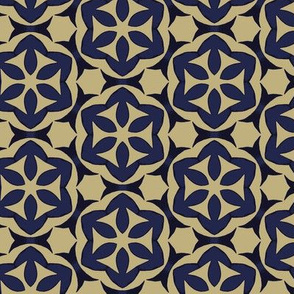 Blue and Tan Flowers Geometric