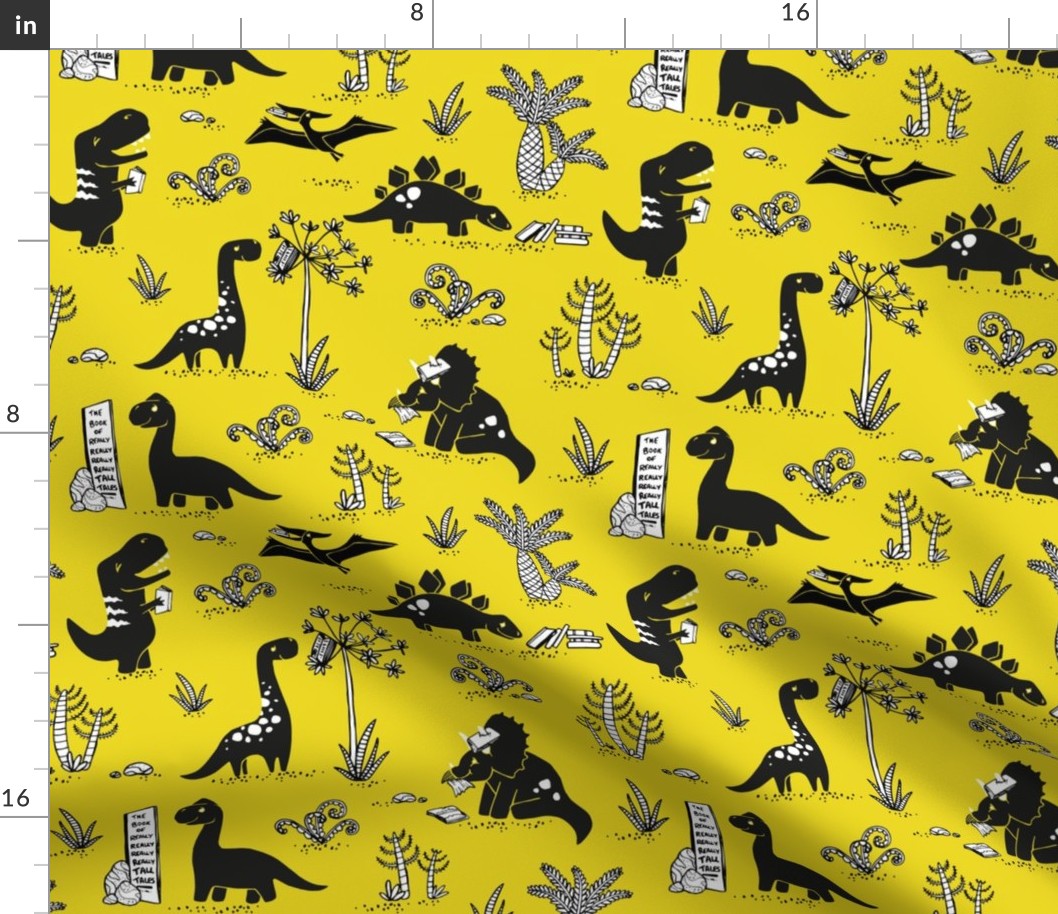 Library Dinos - Black on Yellow