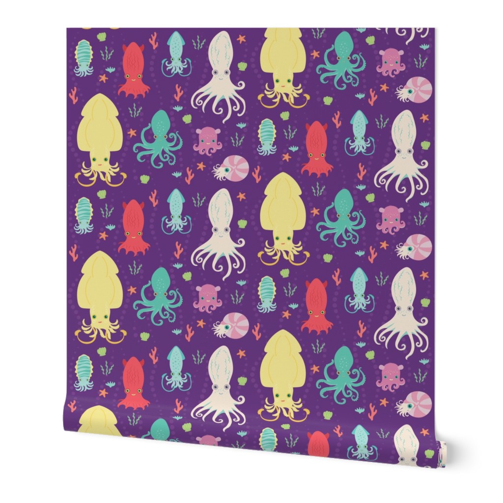 charming cephalopods in purple