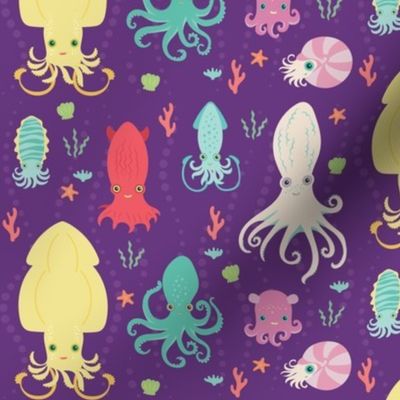 charming cephalopods in purple