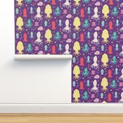 charming cephalopods in purple