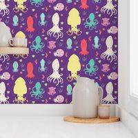 charming cephalopods in purple