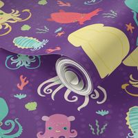 charming cephalopods in purple