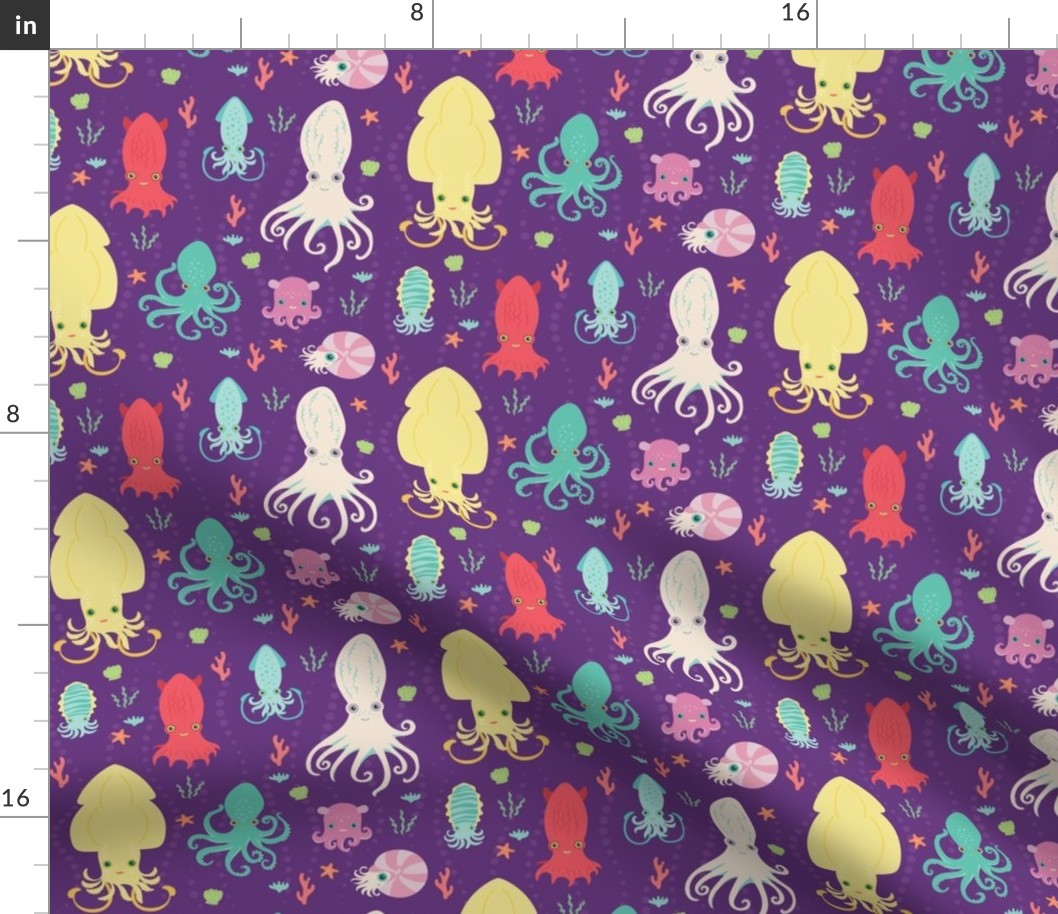 charming cephalopods in purple