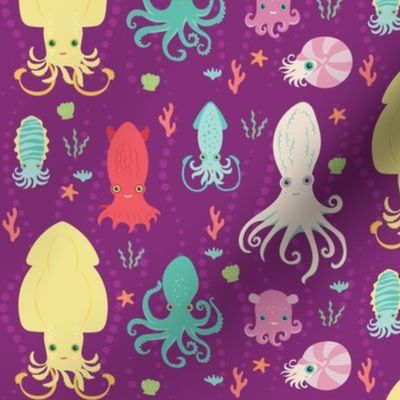 charming cephalopods in magenta