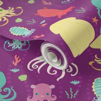 charming cephalopods in magenta