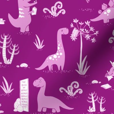 Library Dinos - Mauve on Purple