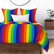 Stripes - Vertical - 3 inch (7.62cm) - Rainbow - Red (E0201B), Orange (FF5F00), Yellow (FFD900), Green (3AD42D), Blue (0081C8), Dark Blue (002398), Purple (DD2695)