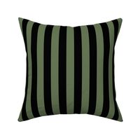 Stripes - Vertical - 1 inch (2.54cm) - Black (#000000) & Willow Grove Green (#667755)
