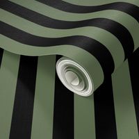 Stripes - Vertical - 1 inch (2.54cm) - Black (#000000) & Willow Grove Green (#667755)