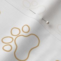 Pawprint Outline Polka dots - 1 inch (2.54cm) - Light Brown (#E0B67C) on White (#FFFFFF)