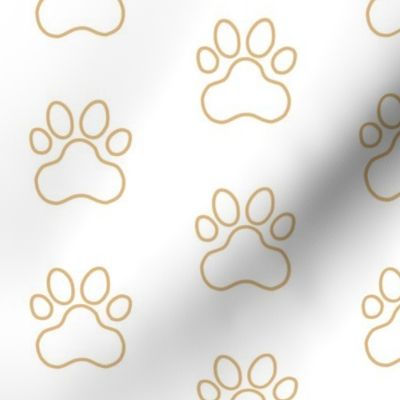 Pawprint Outline Polka dots - 1 inch (2.54cm) - Light Brown (#E0B67C) on White (#FFFFFF)