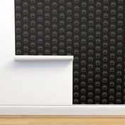 Pawprint Outline Polka dots - 1 inch (2.54cm) - Light Brown (#E0B67C) on Black (#000000)
