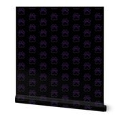 Pawprint Outline Polka dots - 1 inch (2.54cm) - Mid Purple (#a25bb1) on Black (#000000)