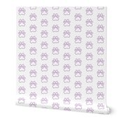 Pawprint Outline Polka dots - 1 inch (2.54cm) - Mid Purple (#a25bb1) on White (#FFFFFF)