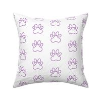 Pawprint Outline Polka dots - 1 inch (2.54cm) - Mid Purple (#a25bb1) on White (#FFFFFF)