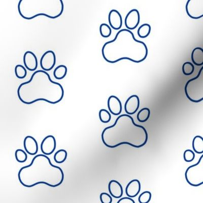 Pawprint Outline Polka dots - 1 inch (2.54cm) - Dark Blue (#003ba2) on White (#FFFFFF)