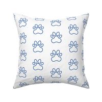 Pawprint Outline Polka dots - 1 inch (2.54cm) - Dark Blue (#003ba2) on White (#FFFFFF)