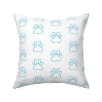 Pawprint Outline Polka dots - 1 inch (2.54cm) - Light Blue (#57bee4) on White (#FFFFFF)