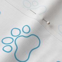 Pawprint Outline Polka dots - 1 inch (2.54cm) - Light Blue (#57bee4) on White (#FFFFFF)