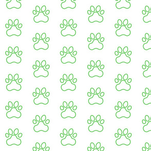 Pawprint Outline Polka dots - 1 inch (2.54cm) - Mid Green (#3ad42d) on White (#FFFFFF)