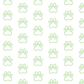 Pawprint Outline Polka dots - 1 inch (2.54cm) - Light Green (#89DA65) on White (#FFFFFF)