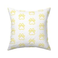 Pawprint Outline Polka dots - 1 inch (2.54cm) - Yellow (#FFD900) on White (#FFFFFF)