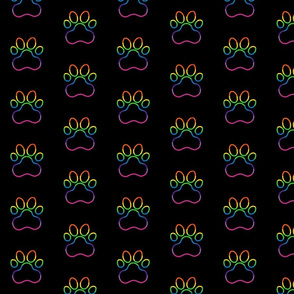 Pawprint Polka dots - 1 inch (2.54cm) - Rainbow Outline on White (#FFFFFF)