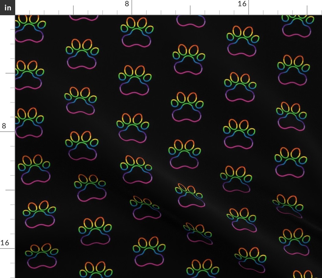 Pawprint Polka dots - 1 inch (2.54cm) - Rainbow Outline on White (#FFFFFF)