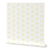 Pawprint Outline Polka dots - 1 inch (2.54cm) - Pale Yellow (#F9EA62) on White (#FFFFFF)