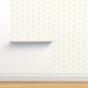 Pawprint Outline Polka dots - 1 inch (2.54cm) - Pale Yellow (#F9EA62) on White (#FFFFFF)