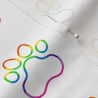 Pawprint Polka dots - 1 inch (2.54cm) - Rainbow Outline on White (#FFFFFF)