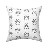 Pawprint Outline Polka dots - 1 inch (2.54cm) - Black (#000000) on White (#FFFFFF)