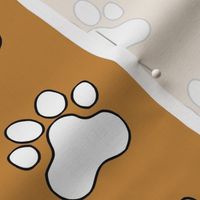 Pawprint Polka dots - 1 inch (2.54cm) - Black (#000000) on Brown (#C6883D) 