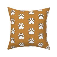 Pawprint Polka dots - 1 inch (2.54cm) - Black (#000000) on Brown (#C6883D) 