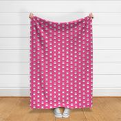 Pawprint Outline Polka dots - 1 inch (2.54cm) - White (#FFFFFF) on Pink (#f34c92)