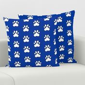 Pawprint Polka dots - 1 inch (2.54cm) - White (FFFFF) on Dark Blue (#003ba2)