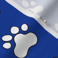 Pawprint Polka dots - 1 inch (2.54cm) - White (FFFFF) on Dark Blue (#003ba2)