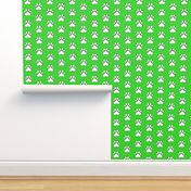 Pawprint Polka dots - 1 inch (2.54cm) - White (FFFFF) on Light Green (#3ad42d)