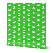 Pawprint Polka dots - 1 inch (2.54cm) - White (FFFFF) on Light Green (#3ad42d)