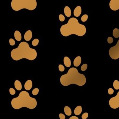 Pawprint Polka dots - 1 inch (2.54cm) - Black (#000000) on Brown (#C6883D) 