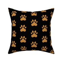 Pawprint Polka dots - 1 inch (2.54cm) - Black (#000000) on Brown (#C6883D) 