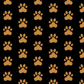 Pawprint Polka dots - 1 inch (2.54cm) - Black (#000000) on Brown (#C6883D) 