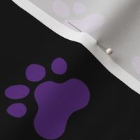 Pawprint Polka dots - 1 inch (2.54cm) - Deep Purple (#5B2B82) on Black (#000000)