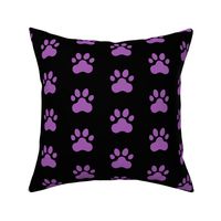 Pawprint Polka dots - 1 inch (2.54cm) - Dark Purple (#5E259B) on Black (#000000)